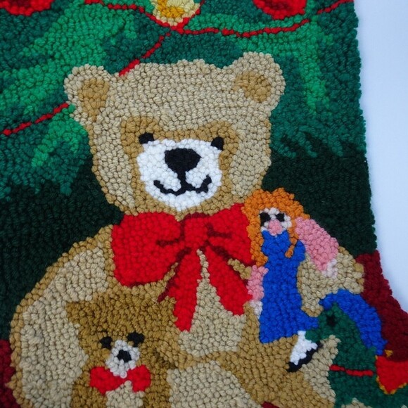 💰3/$25  Bears Christmas Stocking Holidays Decor Bear with Bow Green Red   18" - Picture 5 of 7